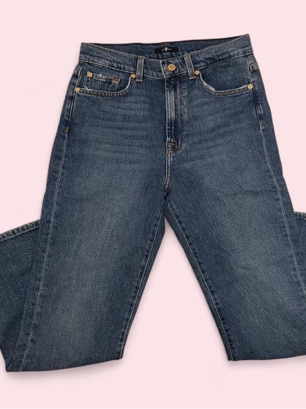 7 for All Mankind Women’s Medium Blue Straight-Leg Jeans